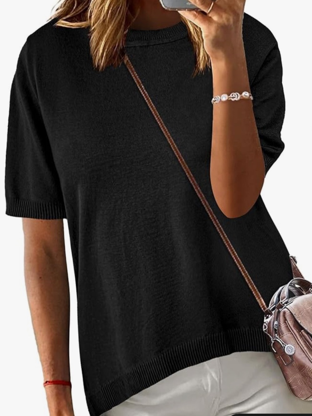 zeagoo Black Short Sleeve Knit Pullover